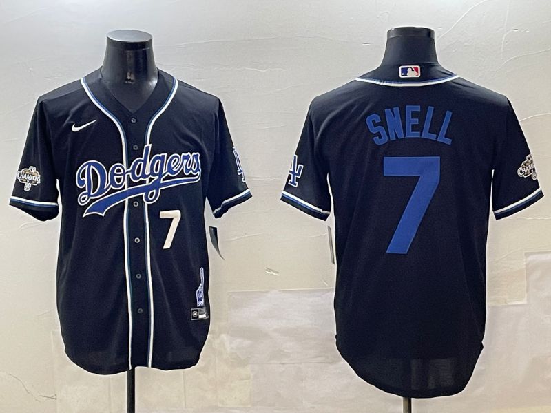 Men Los Angeles Dodgers 7 Snell Black Fashion Game 2025 Nike MLB Jersey style 30615